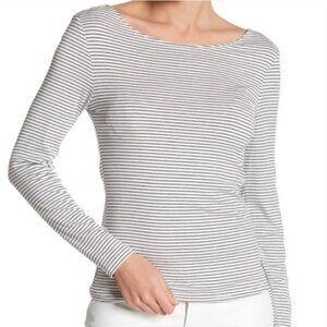 Banana Republic Silver Metallic Stripe Long Sleeve Scoop Neck Jersey, Small